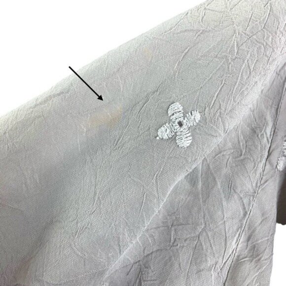 Johnny Was Oversized Eyelet Blouse in Grey with Tie at Waist Handkerchief Hem - Picture 5 of 8